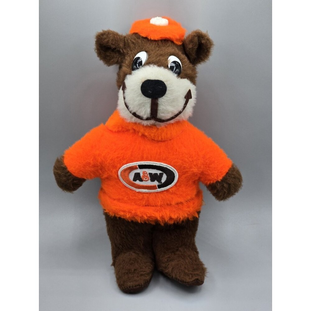 VTG A&W‎ Root Beer Teddy Bear "Rooty" Felt Mouth & Feet 13" Stuffed Plush